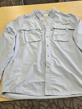 L.L. Bean Light Blue Men's Button-Up Fishing Shirt